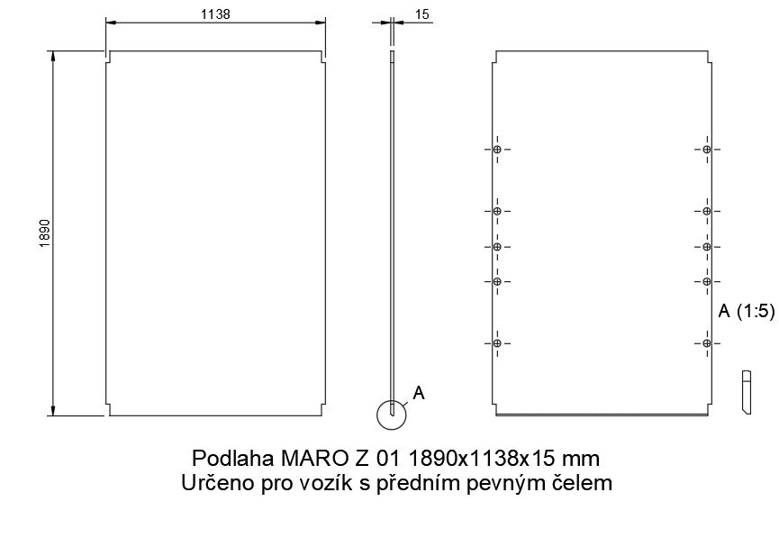 Náhradní podlaha MARO Z 03 2090 × 1138 × 15 mm
